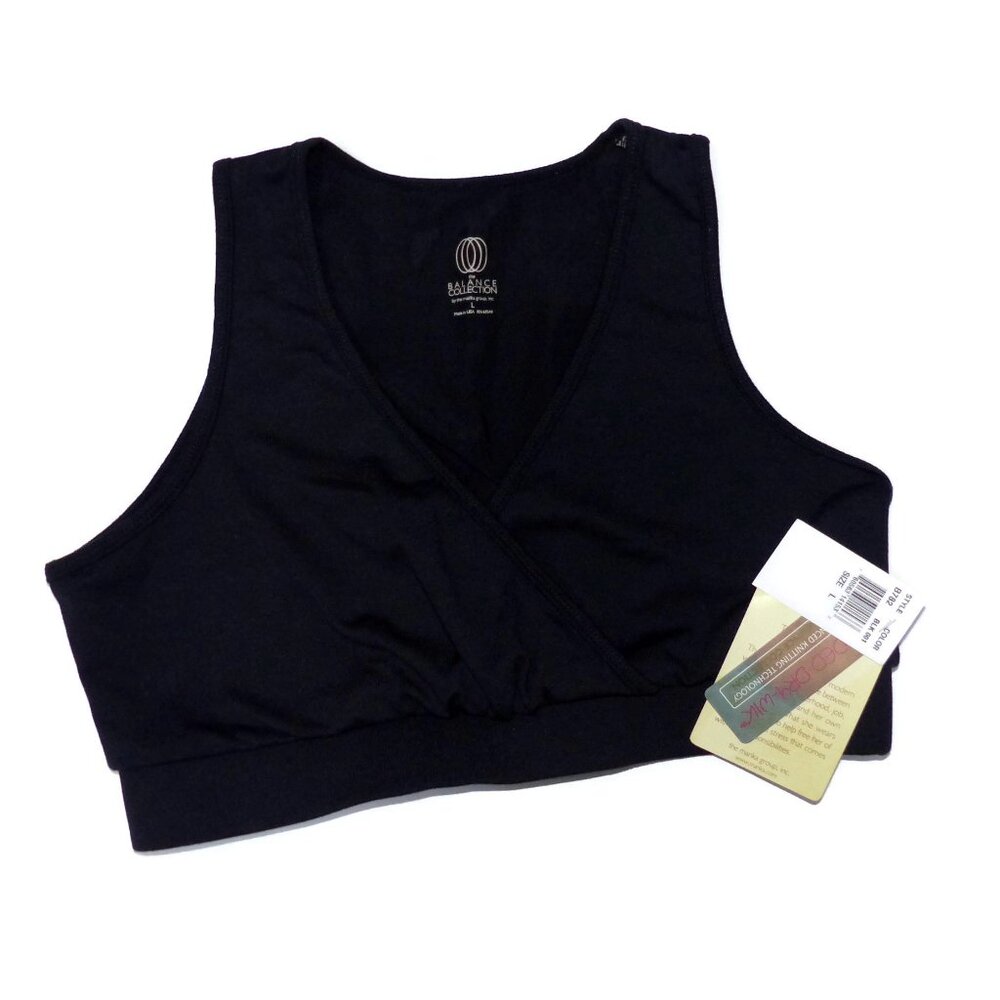 Balance Collection Sanded Dry-Wik Sports Bra Large Surplice Style Black Made USA